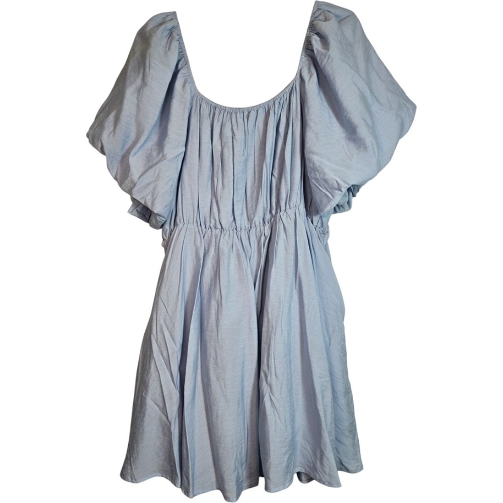 Arula Women Light Blue Puff Sleeve Mini Dress Cottagecore Size B Style minlyn-p
